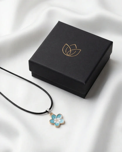 Gold and Pastel Blue Blossom Necklace