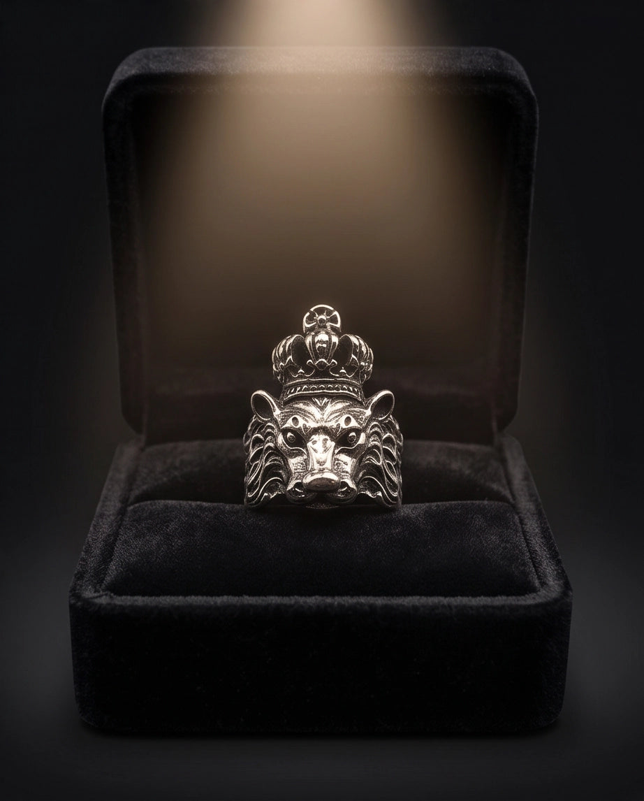Crowned Royal Lion Sculpted Ring