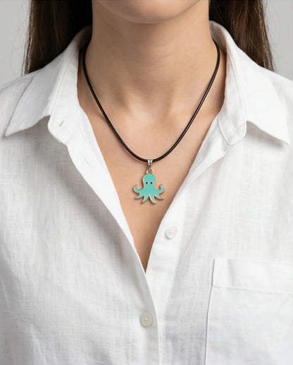 Gold and Turquoise Octopus Pendant Necklace