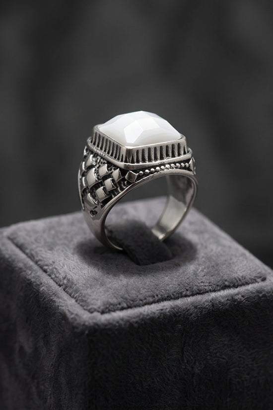 Imperial Alabaster Shield Signet Ring