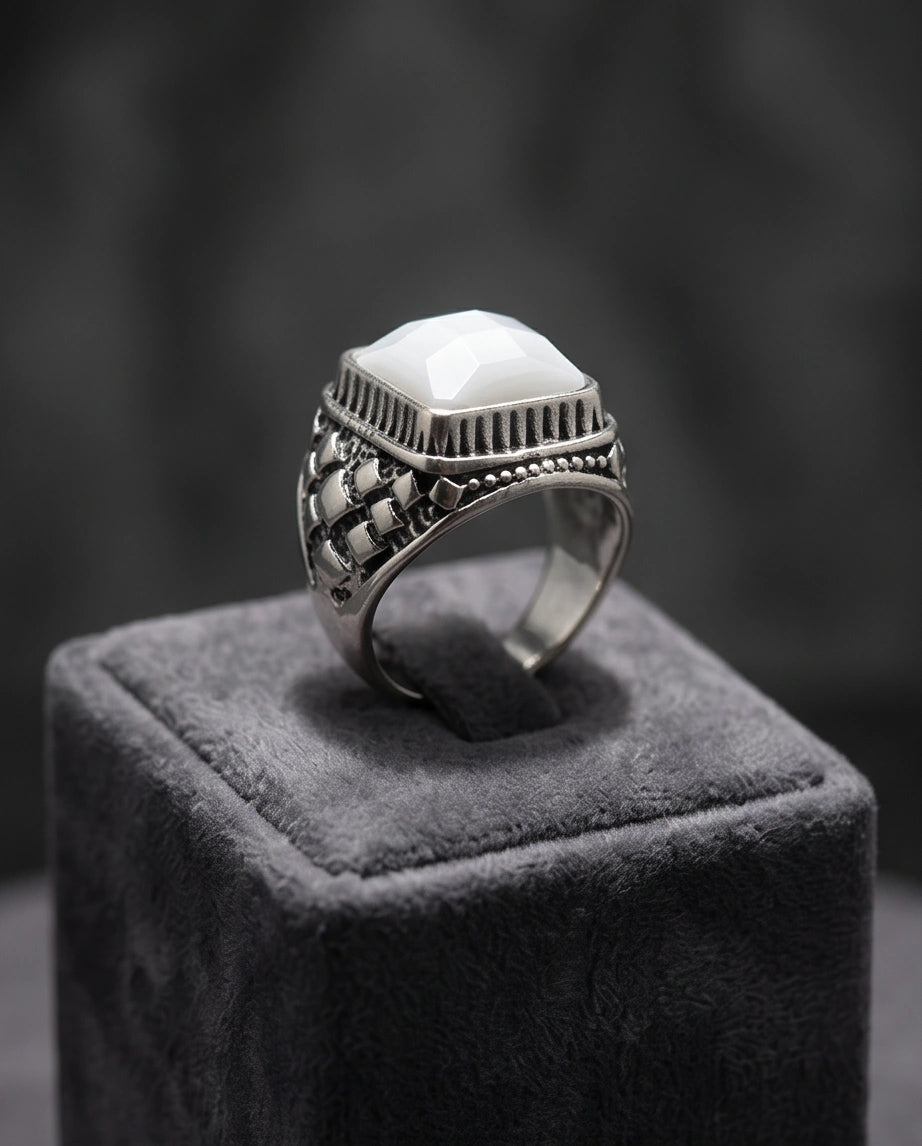 Imperial Alabaster Shield Signet Ring