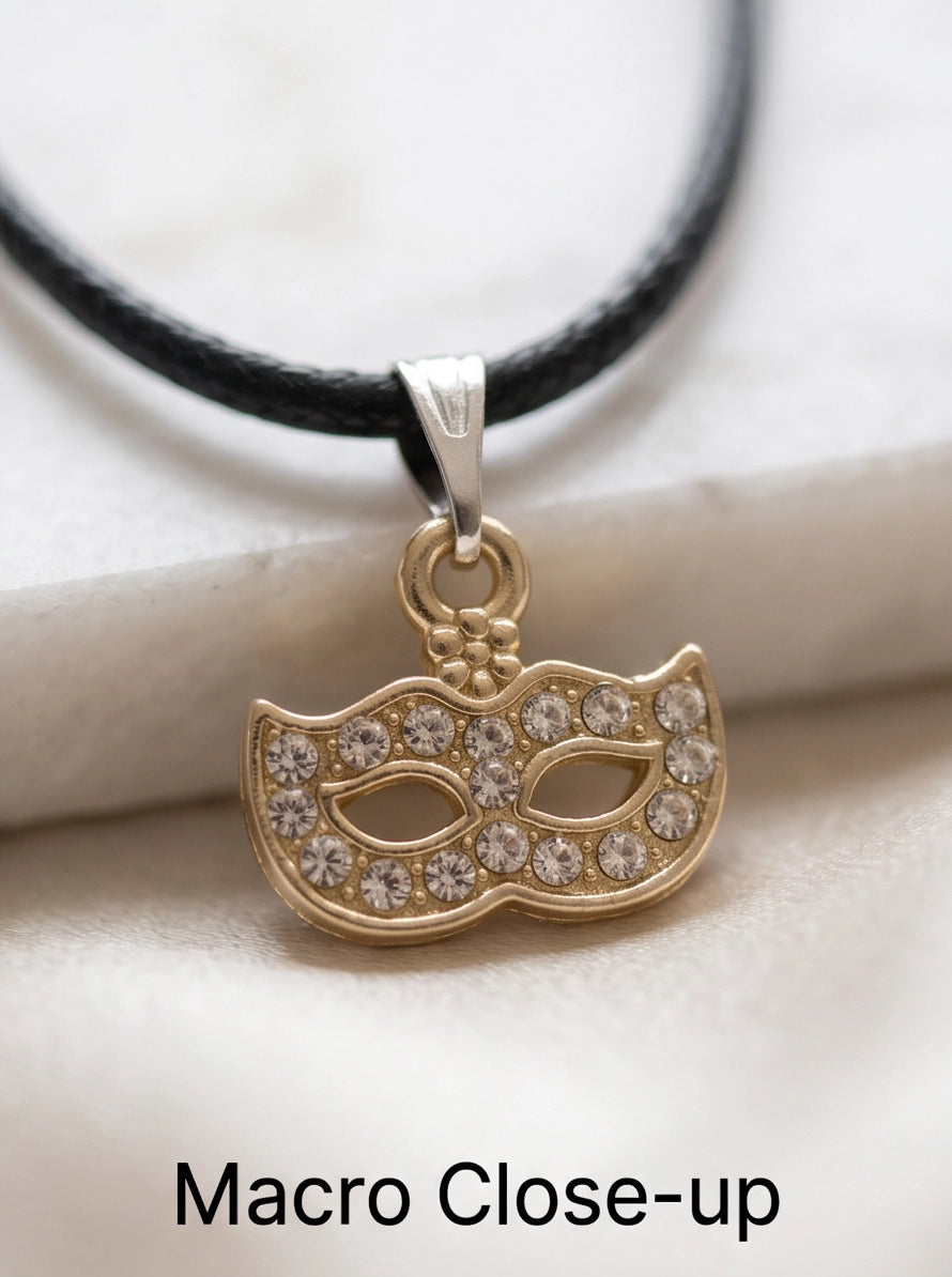 Gold Masquerade Mask Pendant Necklace