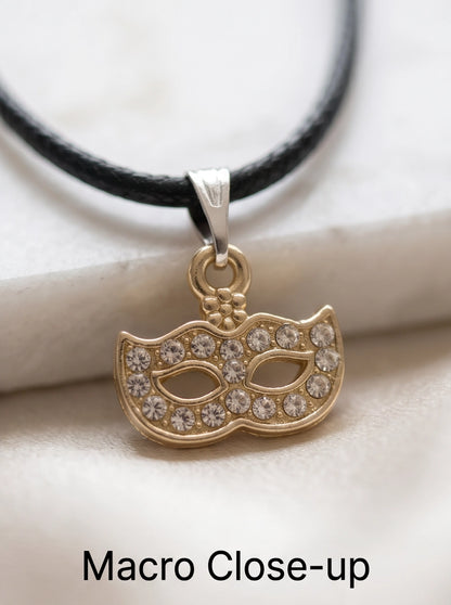Gold Masquerade Mask Pendant Necklace