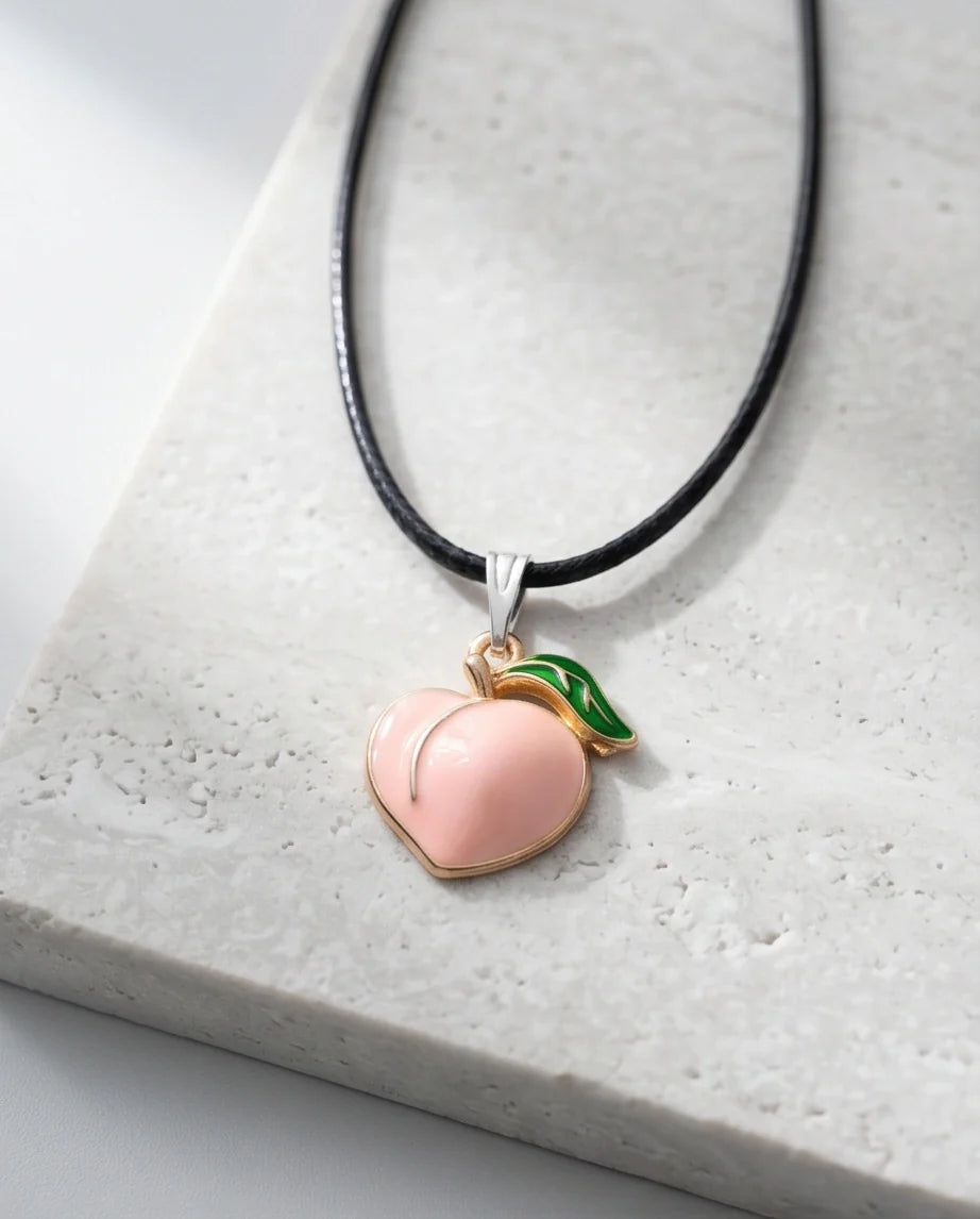 Sweet Peach Enamel Pendant Necklace