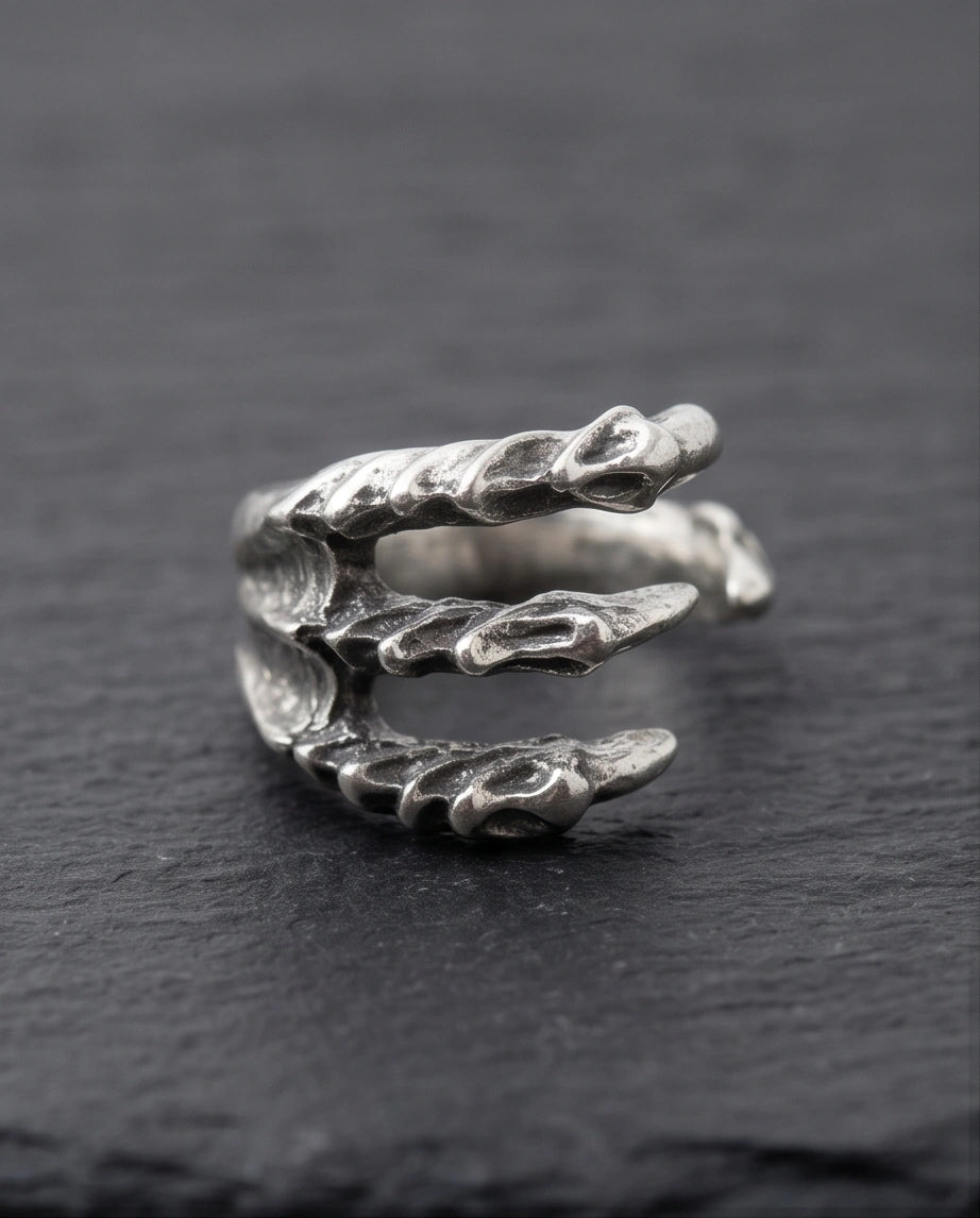 Gothic Dragon Claw Open Band Ring