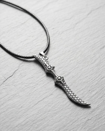 Antique Silver Scaled Dagger Pendant Necklace