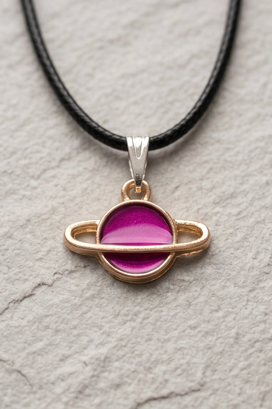 Magenta Saturn Planet Pendant