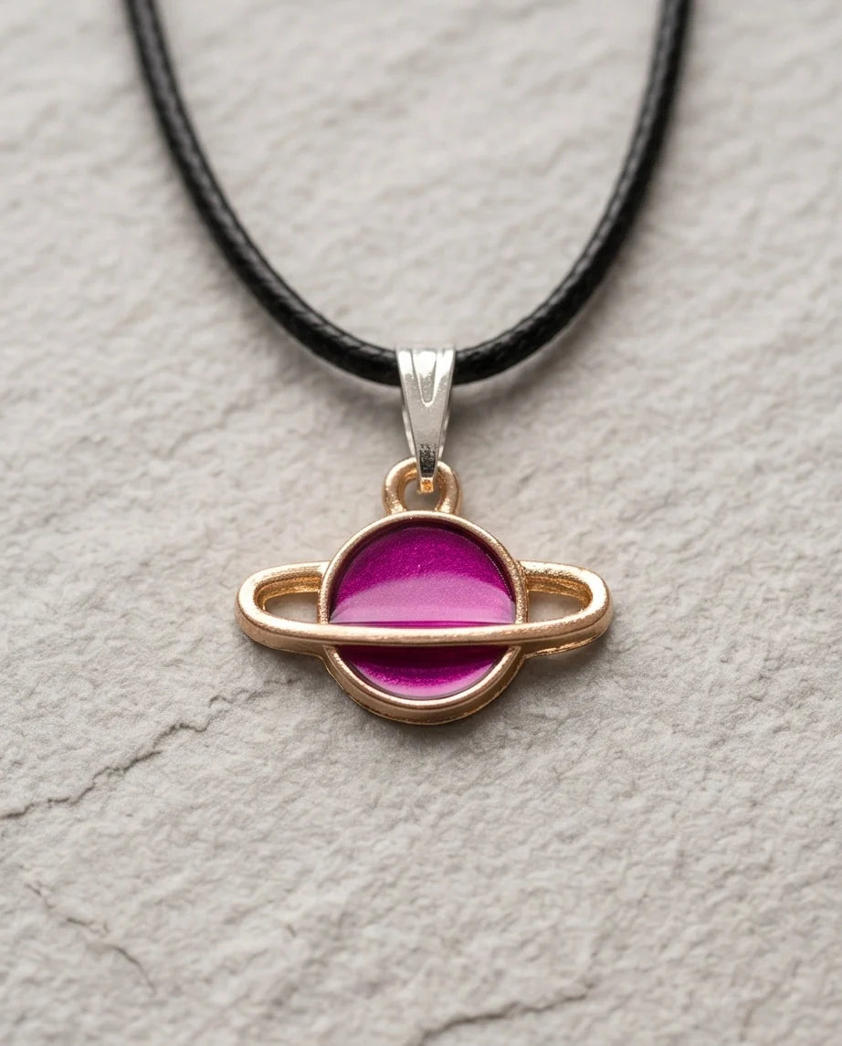 Magenta Saturn Planet Pendant