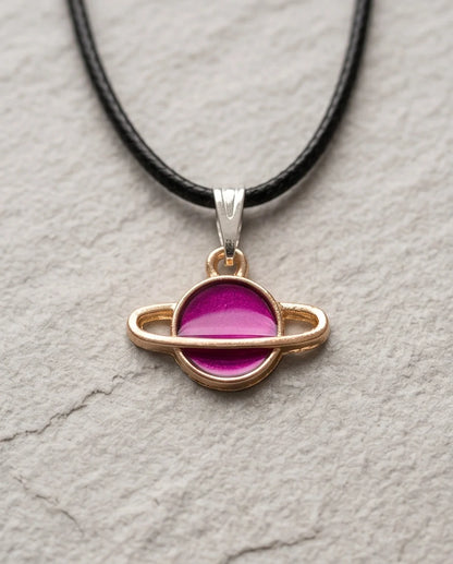 Magenta Saturn Planet Pendant