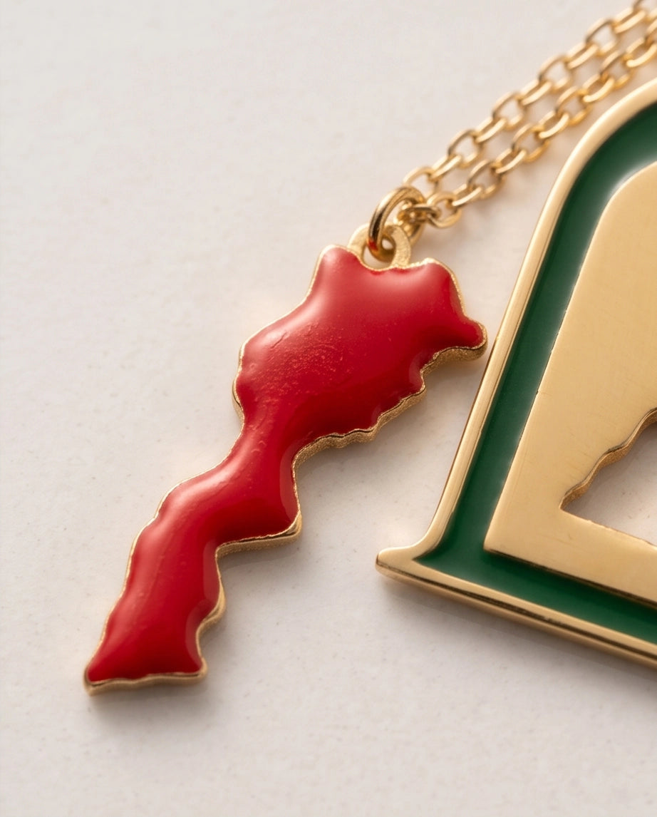 Gold Morocco Map & Arch Necklace
