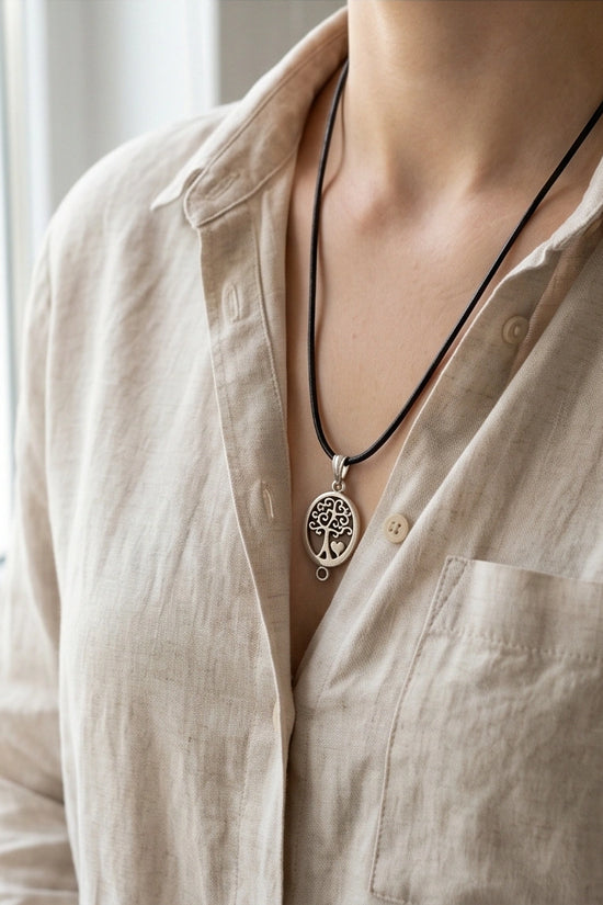 The Loving Roots: Whimsical Tree of Life & Heart Pendant Necklace