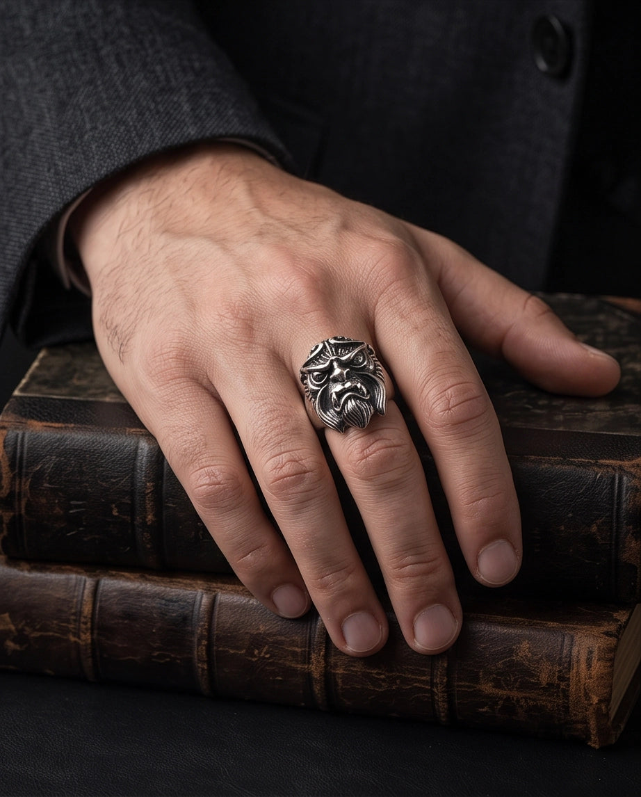 Celestial Sunburst Guardian Lion Ring