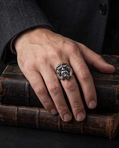 Celestial Sunburst Guardian Lion Ring