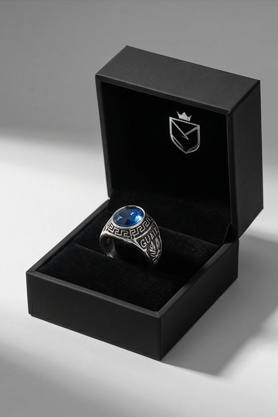 Vintage Sapphire Blue Military Signet Ring