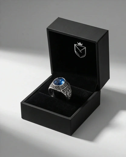 Vintage Sapphire Blue Military Signet Ring