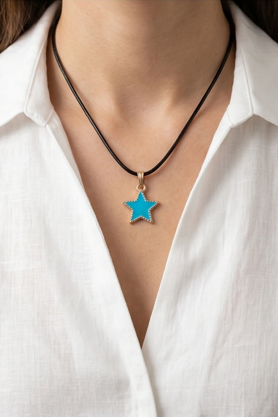 Gold and Turquoise Beaded Star Necklace