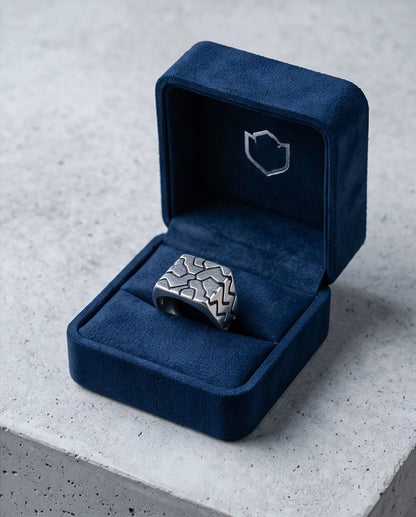 Matte Silver Geometric Mosaic Signet Ring