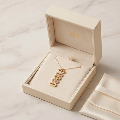 Gold Multi-Link Crystal Pendant Necklace