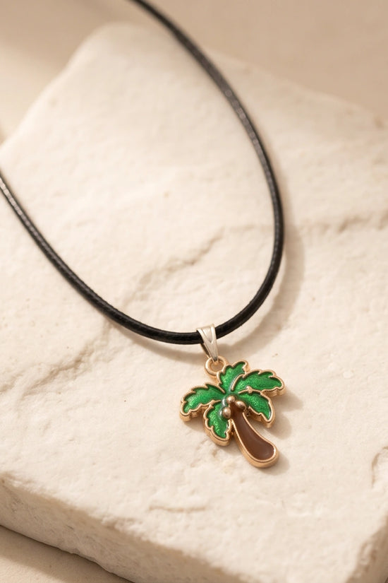 Gold and Green Palm Tree Necklace