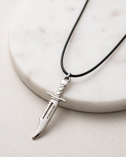 Silver Tactical Dagger Cord Necklace