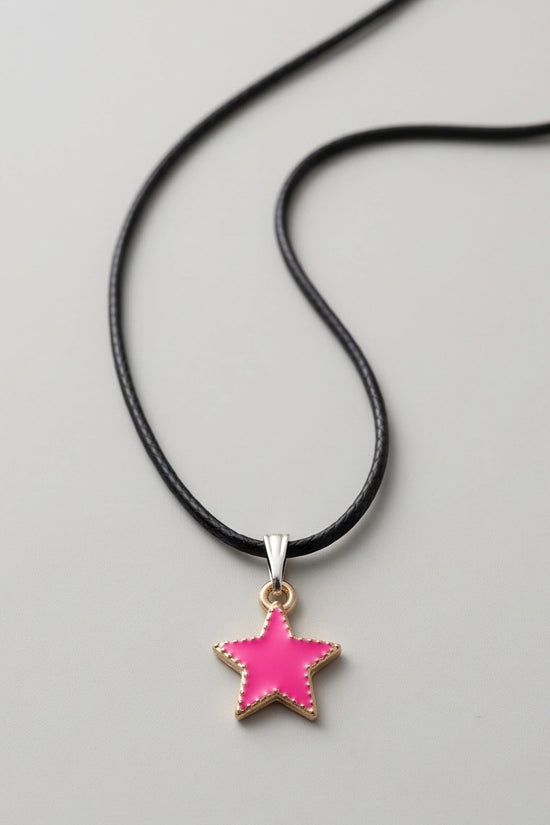 Gold and Pink Beaded Star Necklace