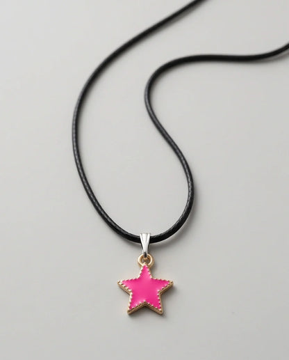 Gold and Pink Beaded Star Necklace