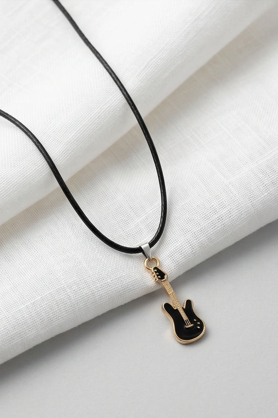 Gold and Black Electric Guitar Necklace