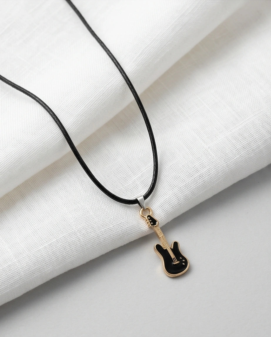Gold and Black Electric Guitar Necklace