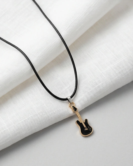 Gold and Black Electric Guitar Necklace