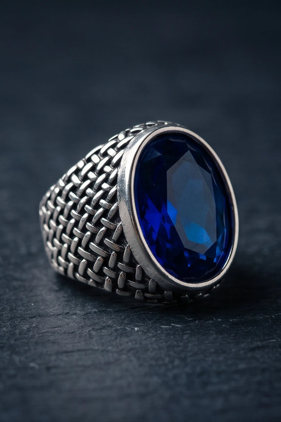 Imperial Sapphire Mesh Signet Ring