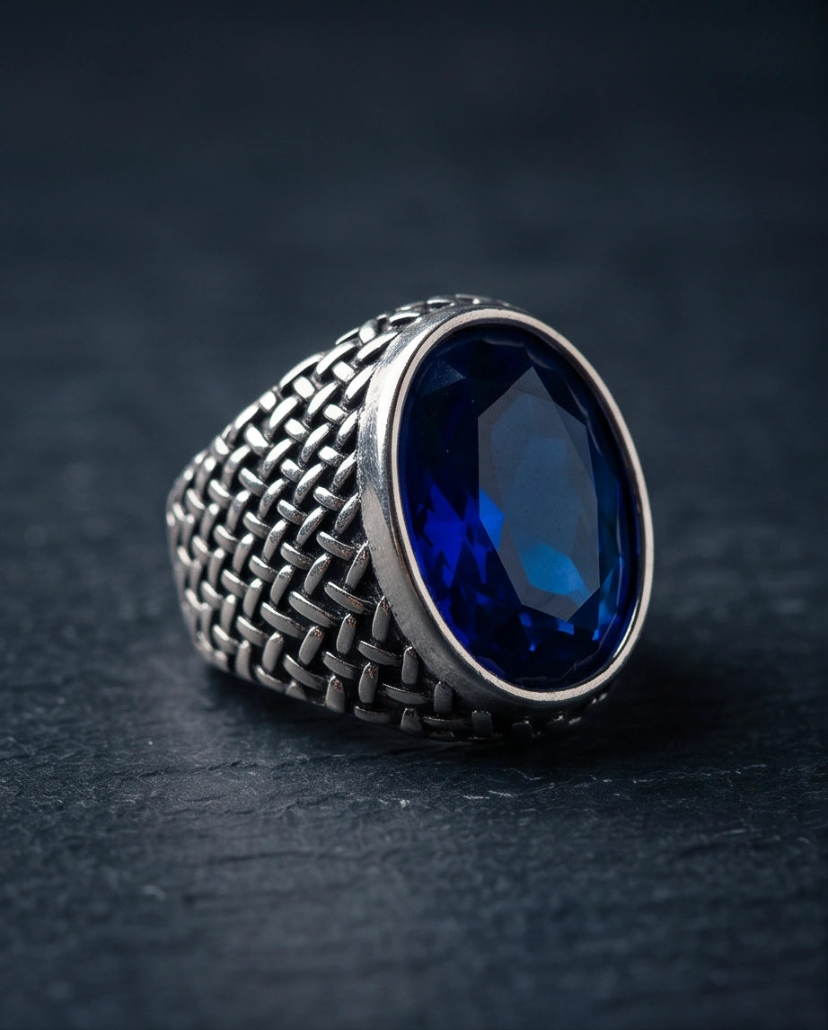 Imperial Sapphire Mesh Signet Ring