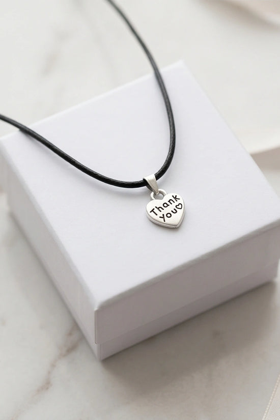 Silver Engraved Thank You Heart Necklace