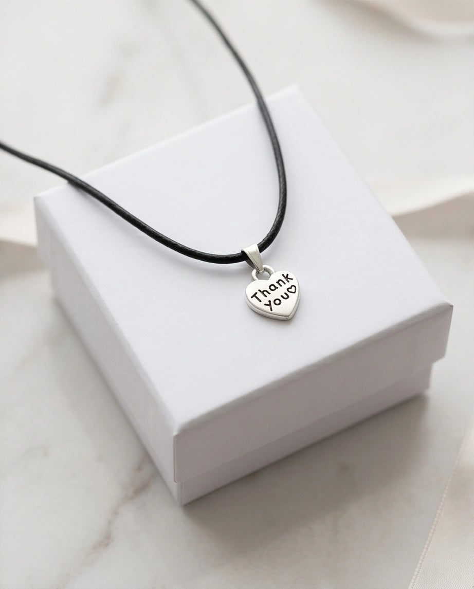 Silver Engraved Thank You Heart Necklace