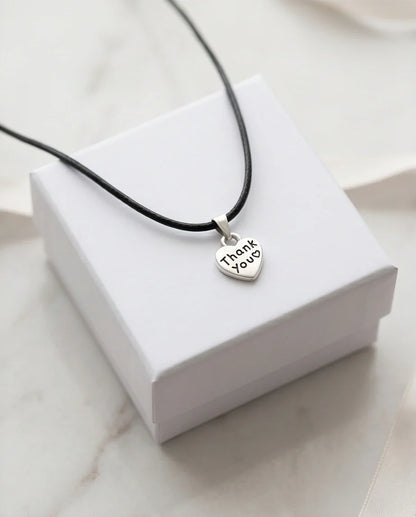 Silver Engraved Thank You Heart Necklace