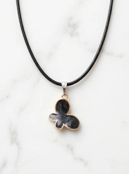 Black Glitter Butterfly Pendant Necklace
