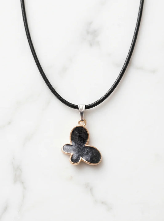 Black Glitter Butterfly Pendant Necklace