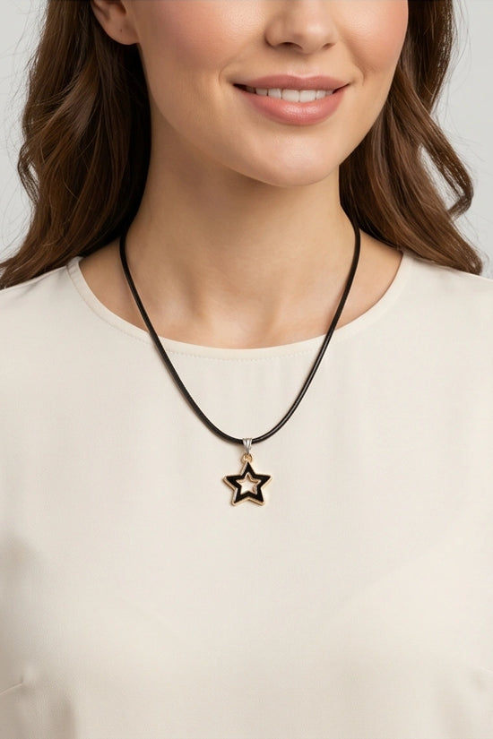 Gold and Black Layered Star Necklace