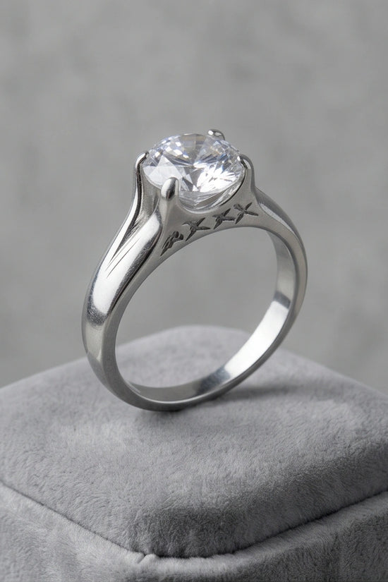 Sterling Silver Integrated Cathedral Round-Cut Moissanite Ring