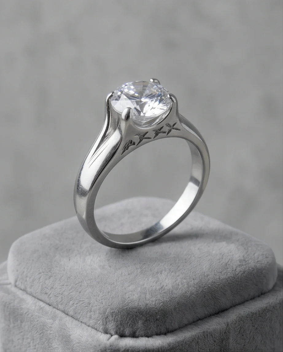 Sterling Silver Integrated Cathedral Round-Cut Moissanite Ring