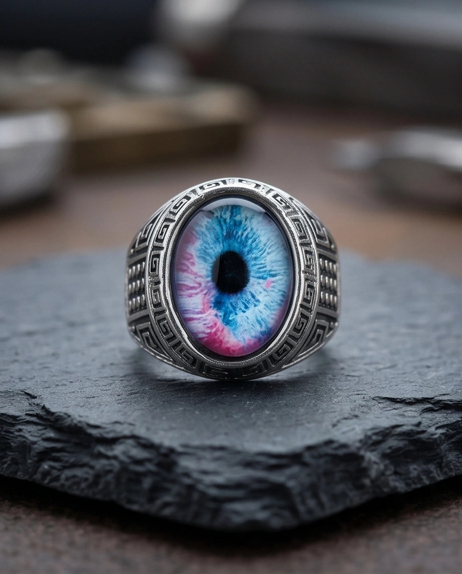 Vintage Sterling Silver Mystic Dual-Tone Eye Ring