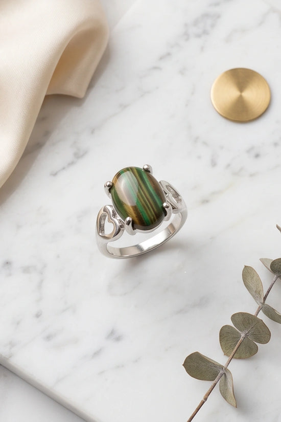 Earthy Heart Banded Agate Ring