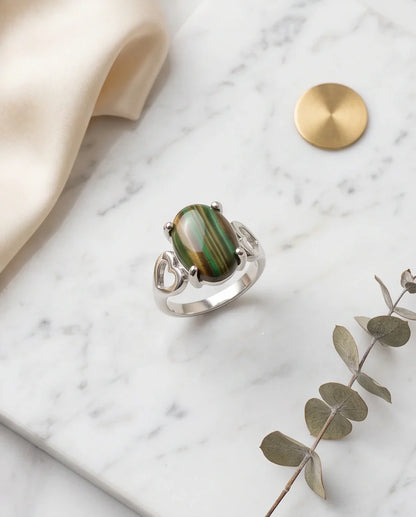 Earthy Heart Banded Agate Ring
