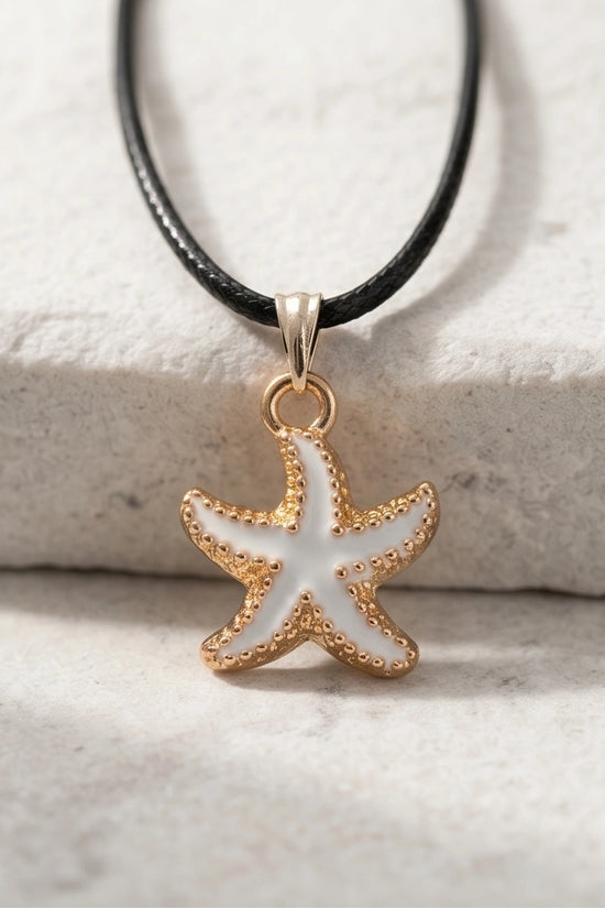 Gold and White Starfish Pendant Necklace