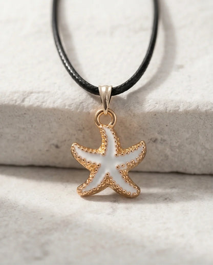 Gold and White Starfish Pendant Necklace