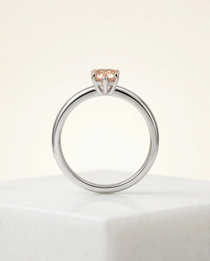 Sterling Silver Heart-Cut Peach Morganite Solitaire Ring