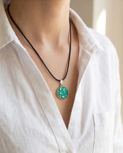 Teal Constellation Galaxy Pendant