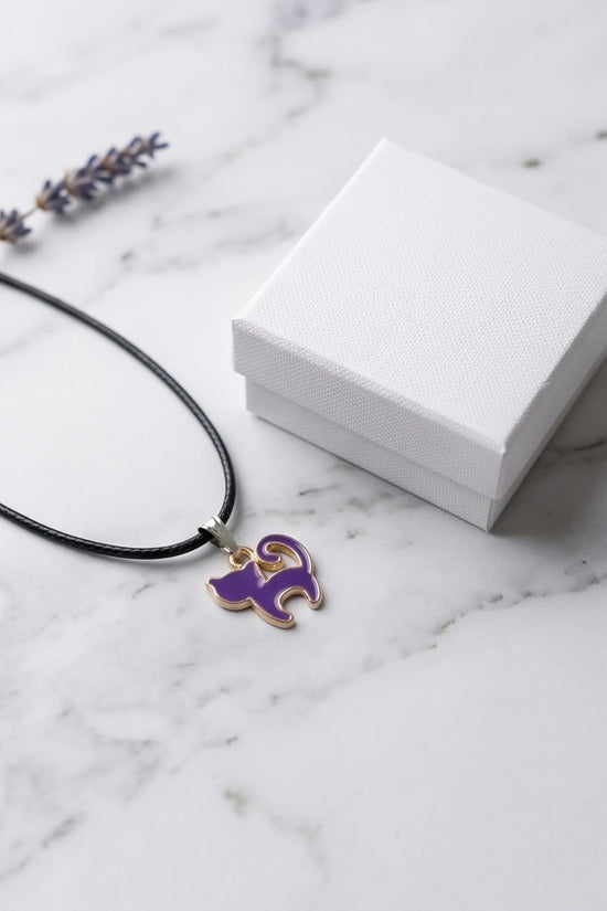 Playful Purple Cat Pendant