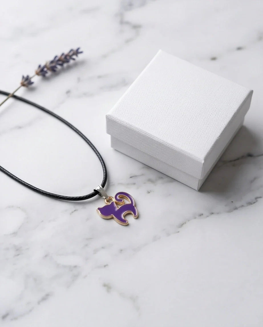 Playful Purple Cat Pendant