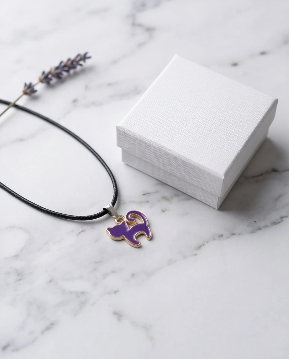 Playful Purple Cat Pendant