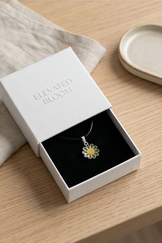 Gold and Green Sunflower Pendant Necklace